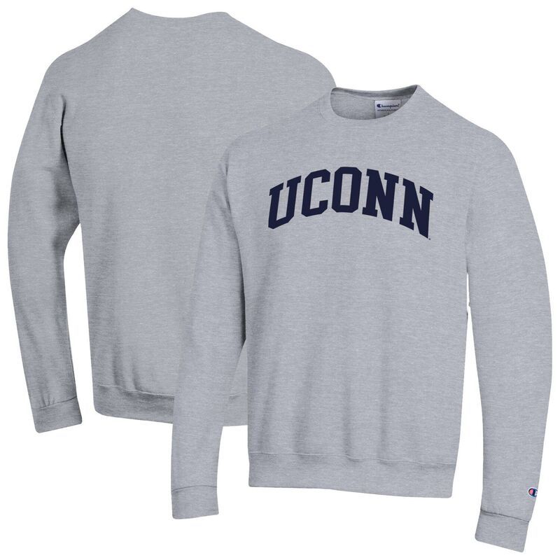 チャンピオン メンズ トップス Tシャツ スウェット フリース Mens Champion Heather Gray UConn Huskies Basic Arch Fleece Pullover Sweatshirt Con Grey グレー