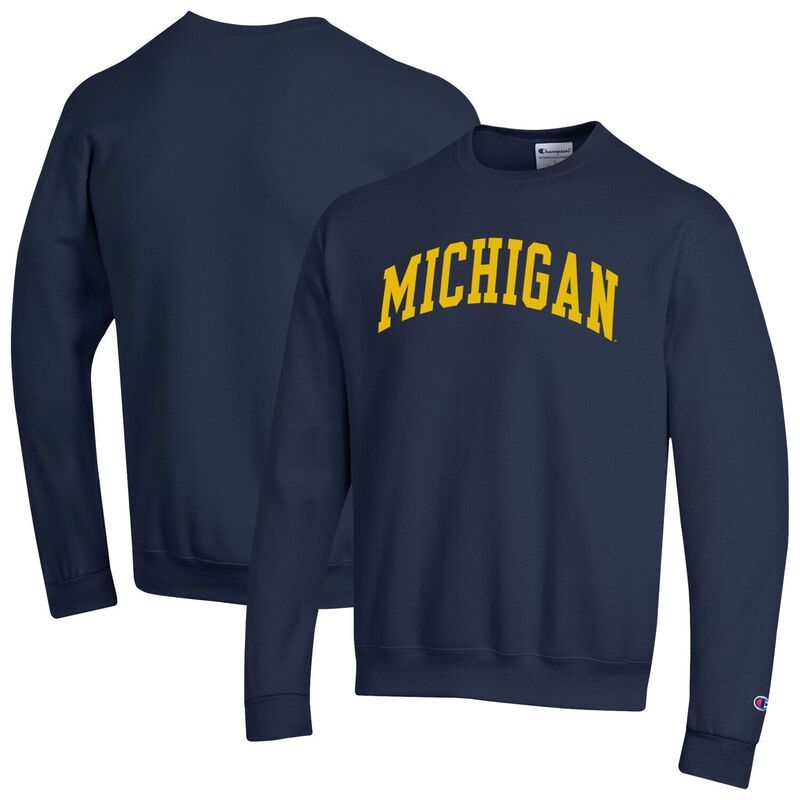 チャンピオン メンズ トップス Tシャツ スウェット フリース Mens Championavy Michigan Wolverines Basic Arch Fleece Pullover Sweatshirt Mic Navy ネイビー