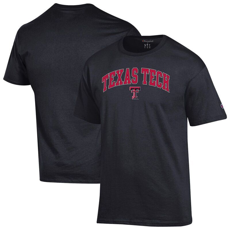 チャンピオン メンズ トップス Tシャツ ロゴ MensChampion Black Texas Tech Red Raiders Arch Over Logo TShirtxt Black ブラック