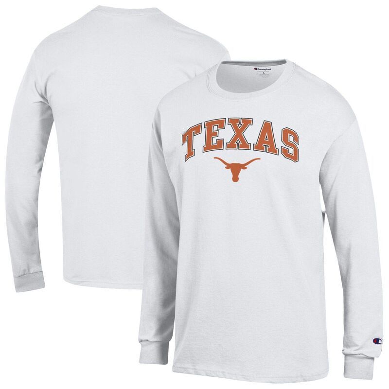 チャンピオン メンズ トップス Tシャツ ロゴ MensChampion Whitexas Longhorns Arch Over Logo Long Sleeve TShirtex White ホワイト