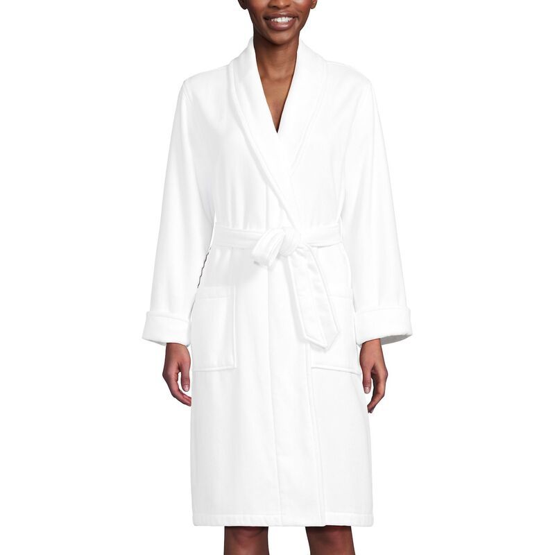 ランズエンド レディース アンダーウェア ナイトウェア ひざ丈 パイル コットン Womens Lands End Cotton Terry Knee Length Spa Bath Robe White ホワイト