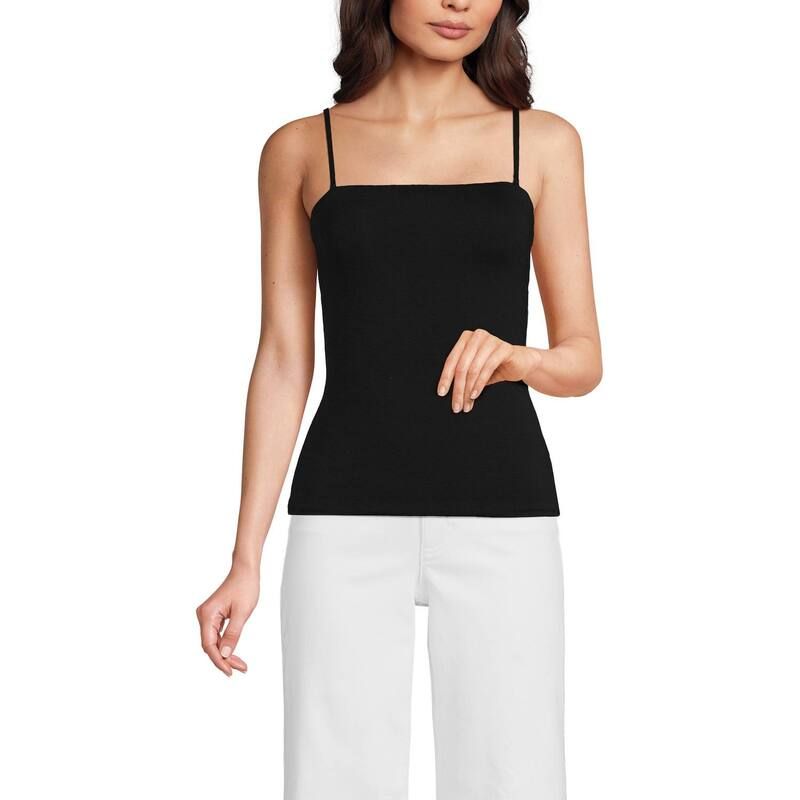 ランズエンド レディース トップス Tシャツ Womens Lands End Slender Tube Top Black ブラック