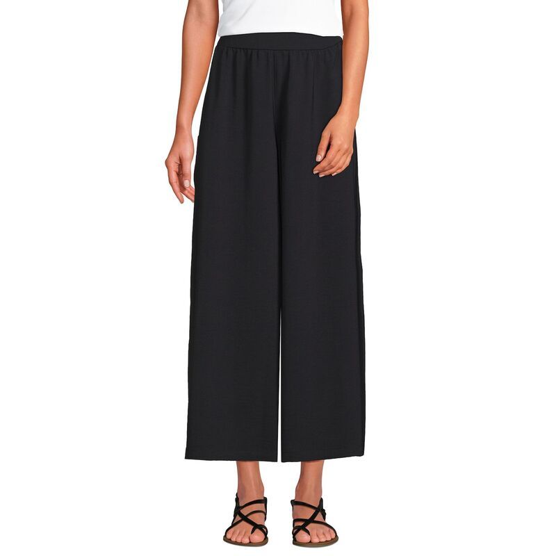 ランズエンド レディース ボトムス カジュアルパンツ Womens Lands End Creaseless High Rise Palazzo Cropants Black ブラック