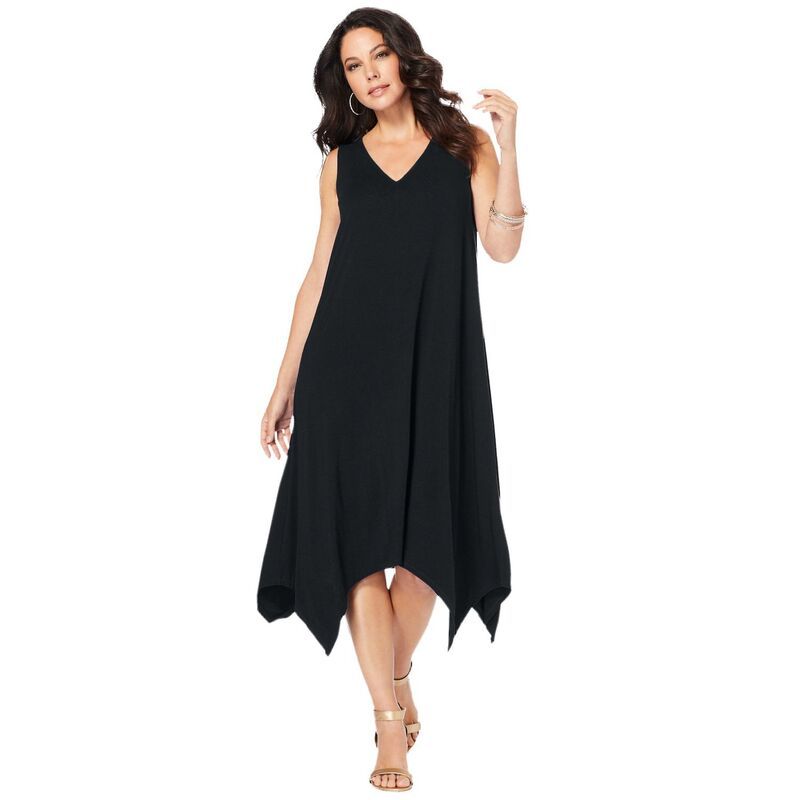 ロアマンズ レディース トップス ワンピース プラスサイズ ノースリーブ Roamans Womens Plusize Sleevelesswing Dress Black ブラック