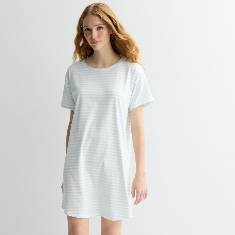 ソノマ レディース アンダーウェア ナイトウェア シャツ ニット Womensonoma Goods For Life Knit Sleep Shirt Blue Green Stripe ブルー