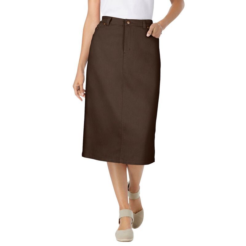 ウーマン ウィズイン レディース ボトムスカート プラスサイズ デニム Woman Within Womens Plusize Stretch Denim Jean Skirt Chocolate チョコレート