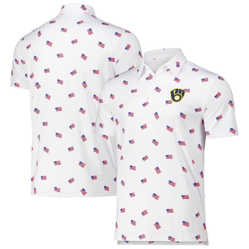 アンティグア メンズ トップス Tシャツ ポロシャツ Mens Antigua White Milwaukee Brewers Americana Polo Brwhite ホワイト
