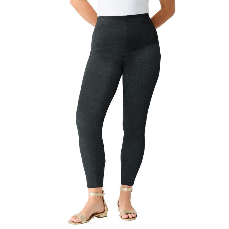 ロアマンズ レディース ボトムス カジュアルパンツ プラスサイズ アンクル Roamans Womens Plusize Anklength Essential Stretch Legging Heather Charcoal チャコール