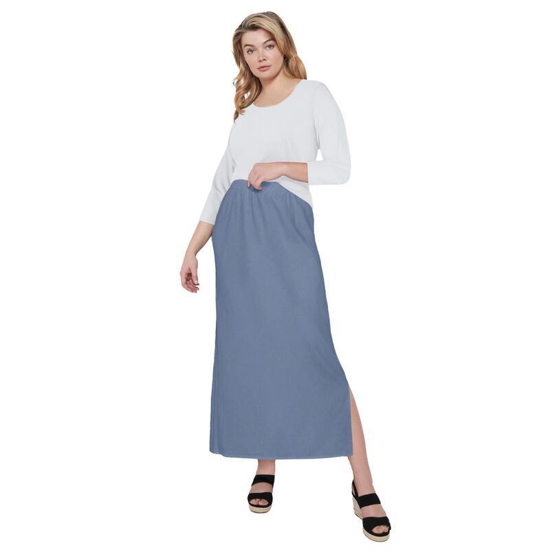 Ellos レディース ボトムスカート プラスサイズ ニット マキシ ellos Plusize Knit Maxi Skirt Pale Indigo インディゴ 10,426円