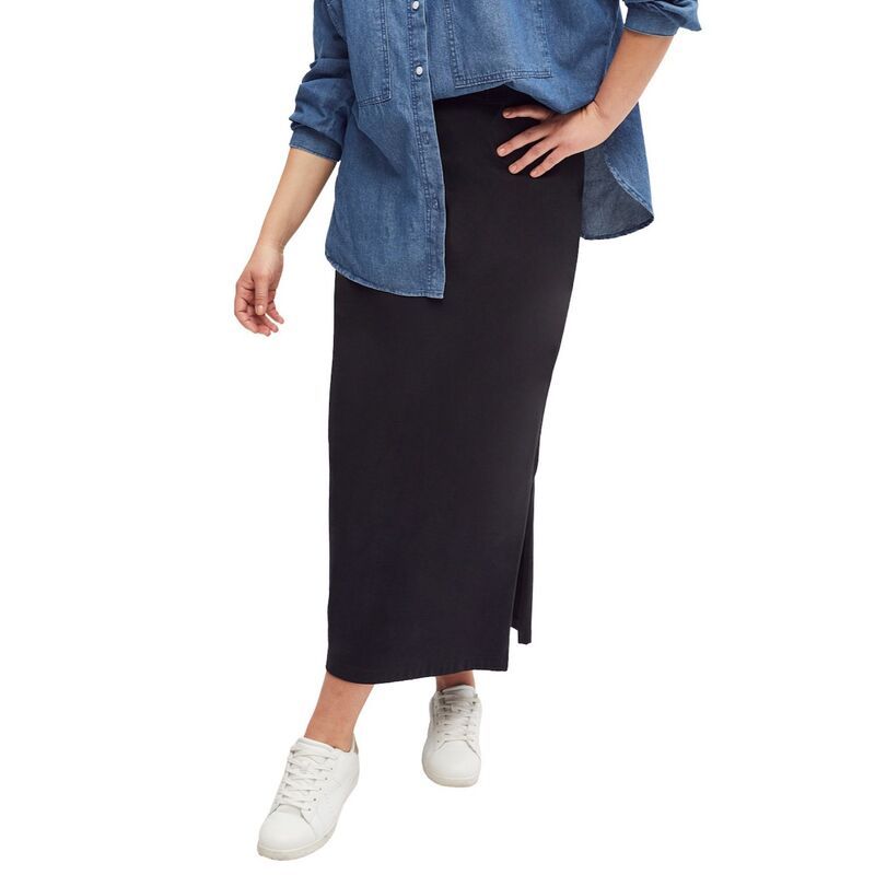 Ellos レディース ボトムスカート プラスサイズ ニット マキシ ellos Plusize Knit Maxi Skirt Black ブラック