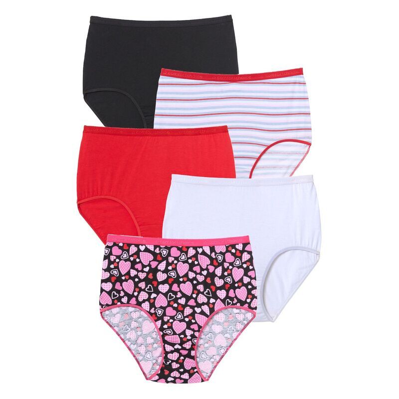 コンフォート チョイス レディース アンダーウェア パンツ プラスサイズ コットン Comfort Choice Plusize Cotton Brief 5Pack Love Pack