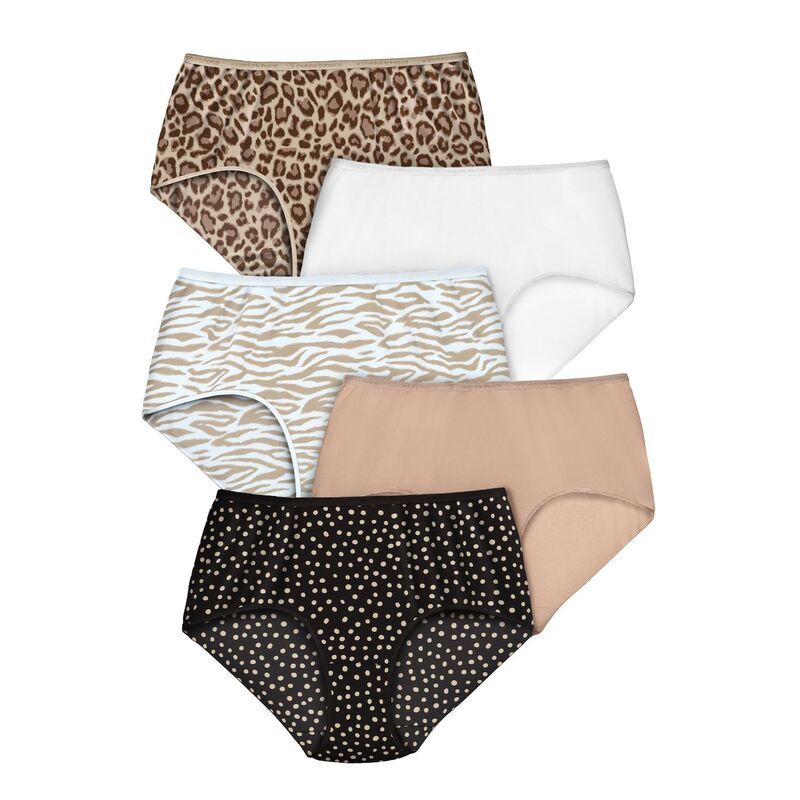 コンフォート チョイス レディース アンダーウェア パンツ プラスサイズ コットン Comfort Choice Plusize Cotton Brief 5Pack Animal Print Pack アニマル