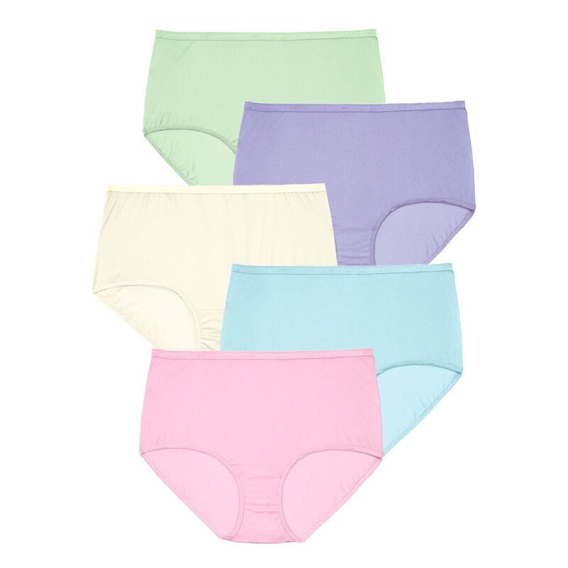 コンフォート チョイス レディース アンダーウェア パンツ プラスサイズ ナイロン Comfort Choice Plusize Full Coverage Nylon Brief 5Pack Pastel Pack