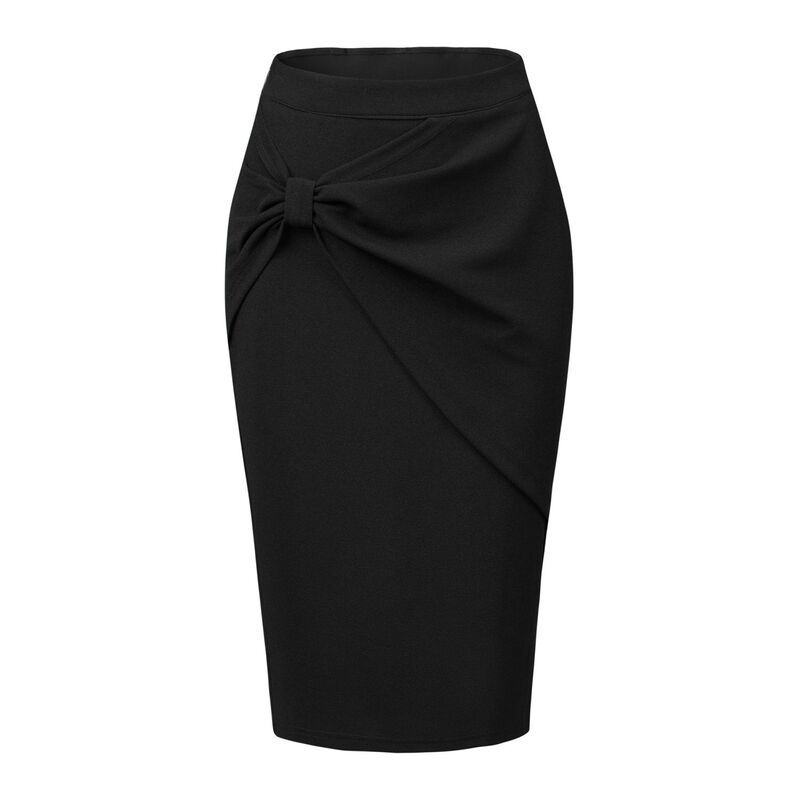 アレグラ ケー レディース ボトムスカート ハイウエスト ギャザー ミディ ALLEGRA K Work Pencil Skirts For Women Ruched High Waist Bodycon Midi Skirt Black ブラック