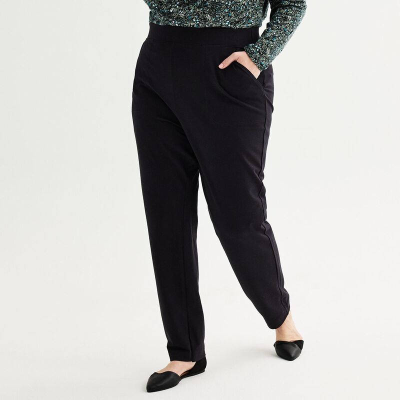 クロフト&バロー レディース ボトムス カジュアルパンツ ストレート プラスサイズ Plusize Croft Barrow Essential Straight Leg Pants Mineral Black ブラック