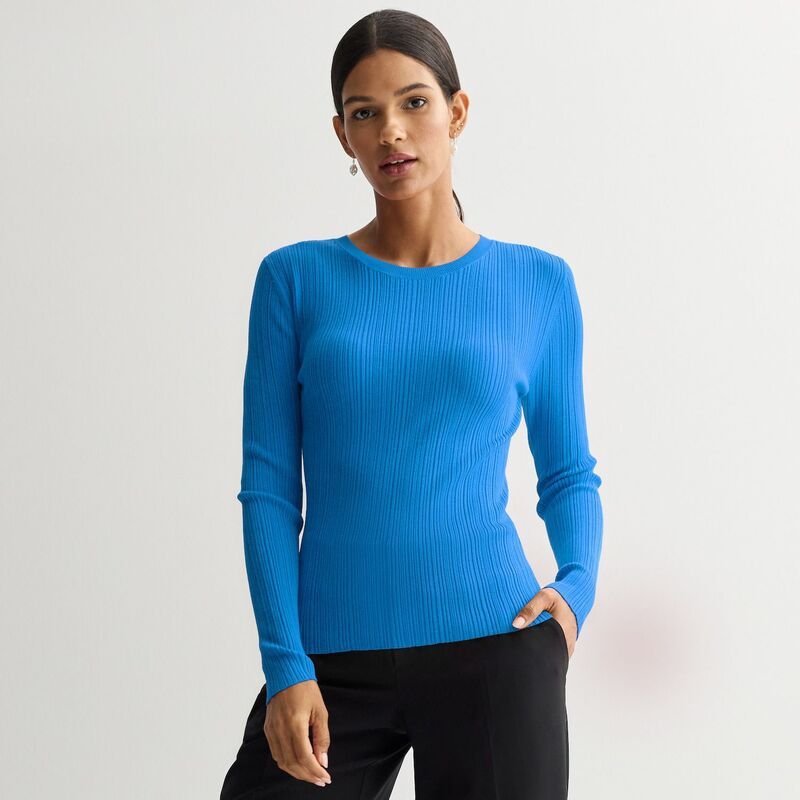 ナインウェスト レディース アウター ニット・セーター クルーネック プチ Petite Nine West Crewneck Rib Pullover Gentiana Blue ブルー