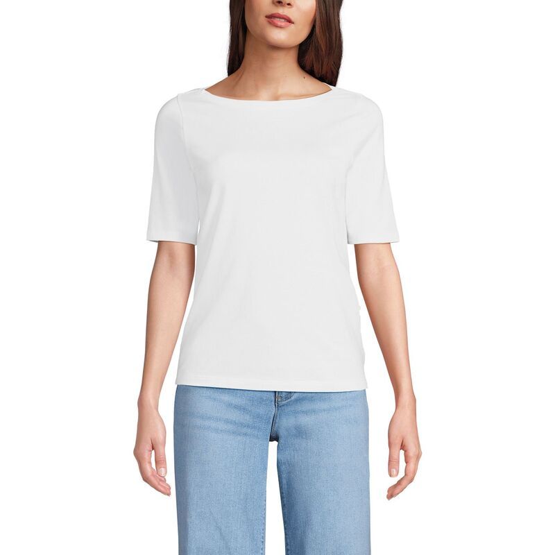 ランズエンド レディース トップス Tシャツ Womens Lands End Supima Top White ホワイト