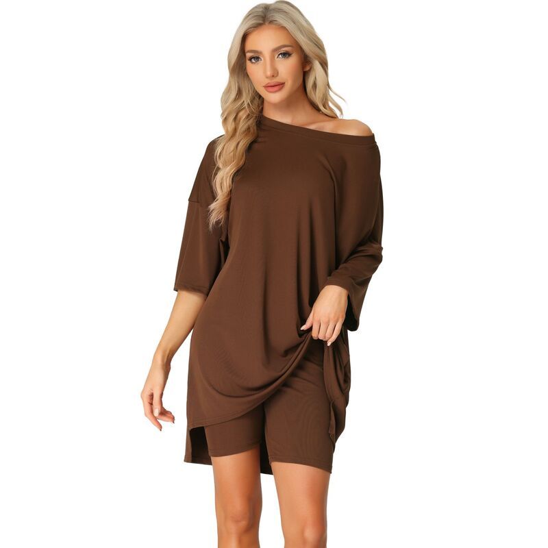 cheibear レディース アンダーウェア ナイトウェア Tシャツ ショートパンツ cheibear Womens 2 Piece Lounge Sets Outfits Tshirt Shortsleepwear Loungewear Sweatsuits