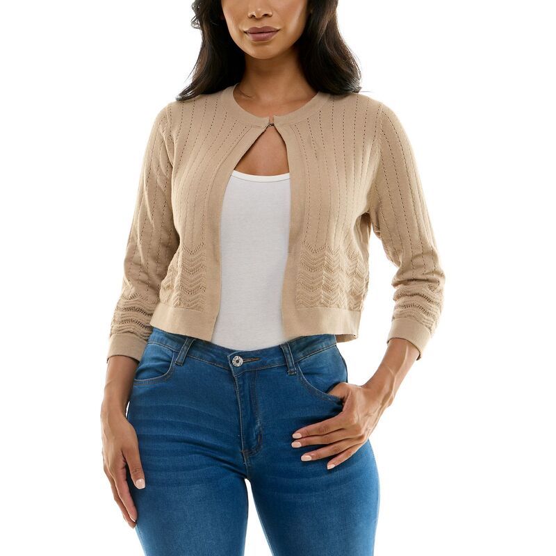 ニナレオナルド レディース アウター ニット・セーター Womens Nina Leonard Pointelle Bolero Tan タン