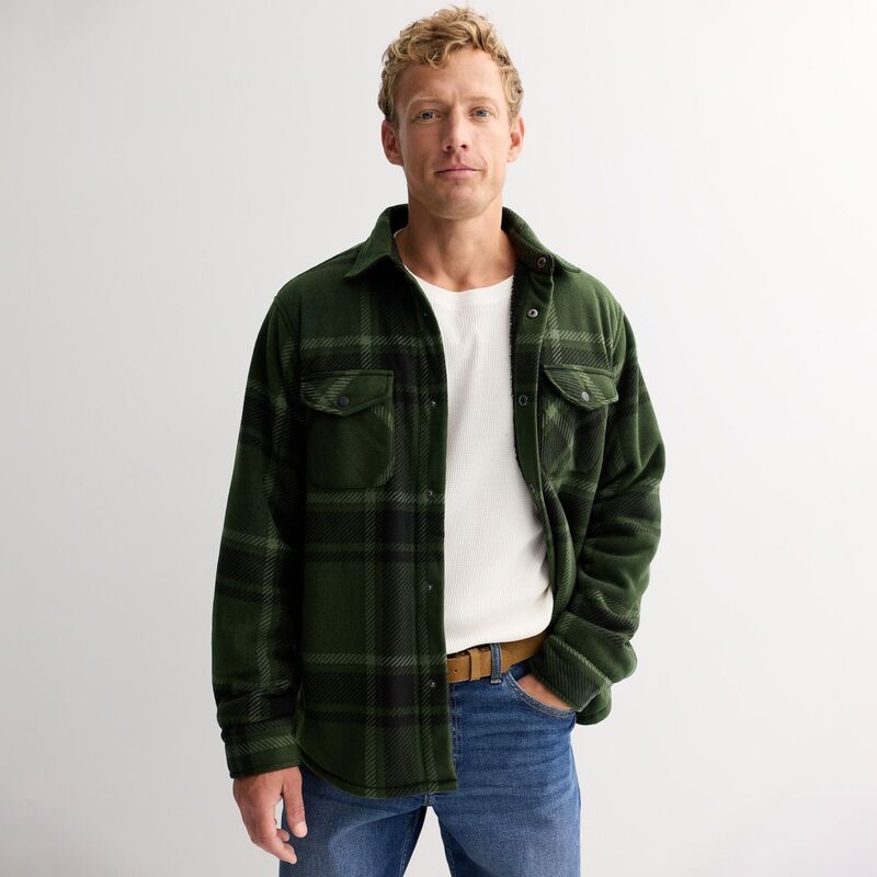 ソノマ メンズ トップス Tシャツ フリース ジャケット Mensonoma Goods For Life Arctic Fleece Shirt Jacket Forest Green Plaid グリーン