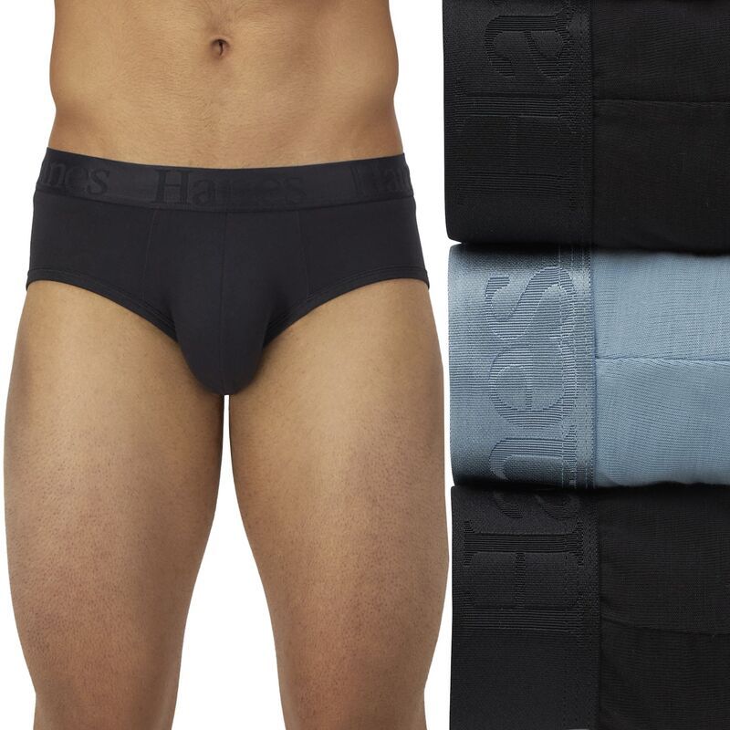ヘインズ メンズ アンダーウェア ボクサーパンツ Mens Hanes Originals 3Pack Ultimate SuperSoft Briefs Black Blue ブラック 6,784円