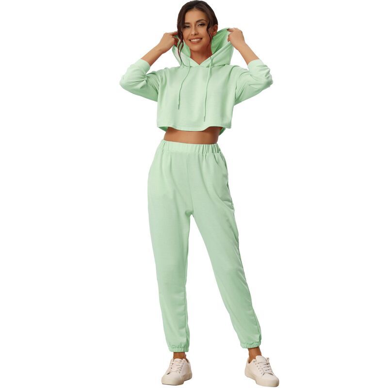 cheibear レディース アンダーウェア ナイトウェア トラックスーツ スウェット シャツ パーカー cheibear Womens Hoodies Tracksuits Loungwear Sets Crop Sweatshirt and Long Jo