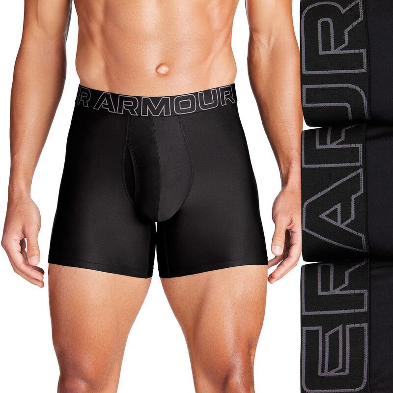 アンダーアーマー メンズ アンダーウェア ボクサーパンツ Mens Under Armour 3pack Performance Tech 6in Boxer Briefs Black ブラック