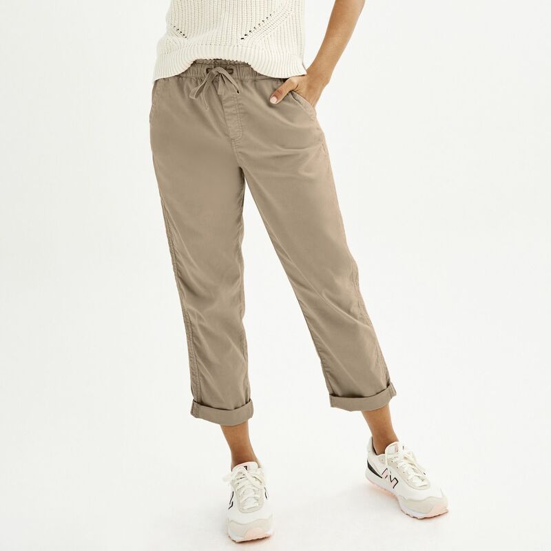 ソノマ レディース ボトムス カジュアルパンツ プチ キャップ Petite Sonoma Goods For Lifeasy Paper Bag Waist Capri Pants Ekon Beige ベージュ