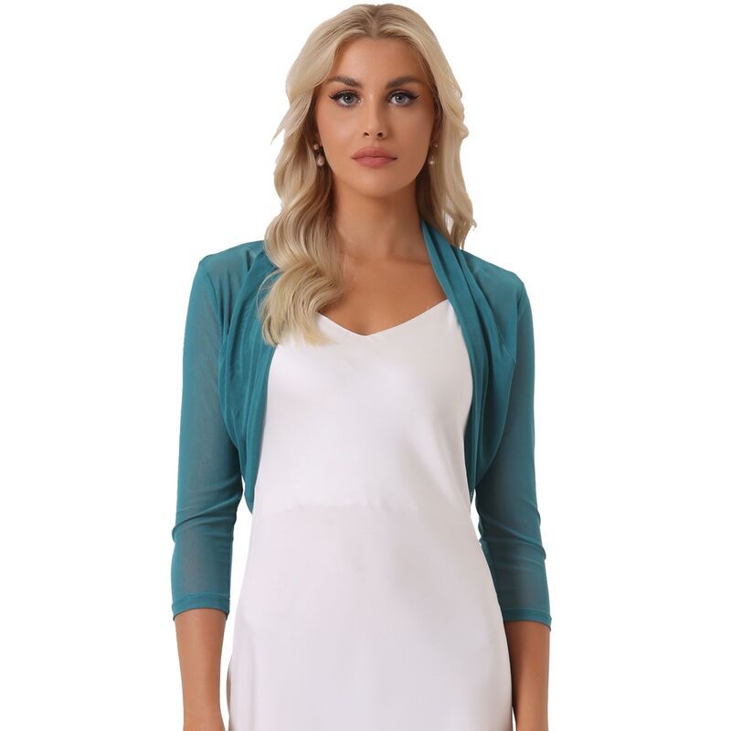 アレグラ ケー レディース アウター ニット・セーター セミシアー ALLEGRA K Womensemi Sheer Elegant Long Sleeves Bolero Shrug Tops Blue ブルー 7,796円