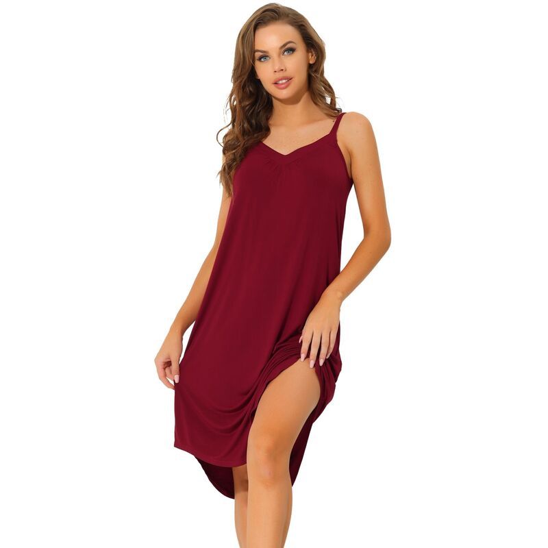 アレグラ ケー レディース アンダーウェア ナイトウェア Vネック ALLEGRA K Womens Pajama V Neck Soft Nightdresstretchy Lounge Cami Dress Red レッド 8,865円
