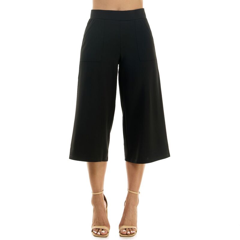 ニナレオナルド レディース ボトムス カジュアルパンツ Womens Nina Leonard Elastic Waist Culotte Pants Black ブラック