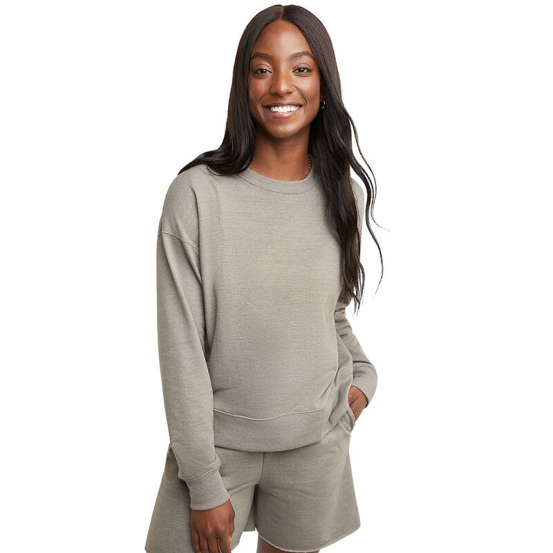 ヘインズ レディース トップス Tシャツ パイル スウェット Womens Hanes Originals French Terry Sweatshirt Oregano Heather ヘザー