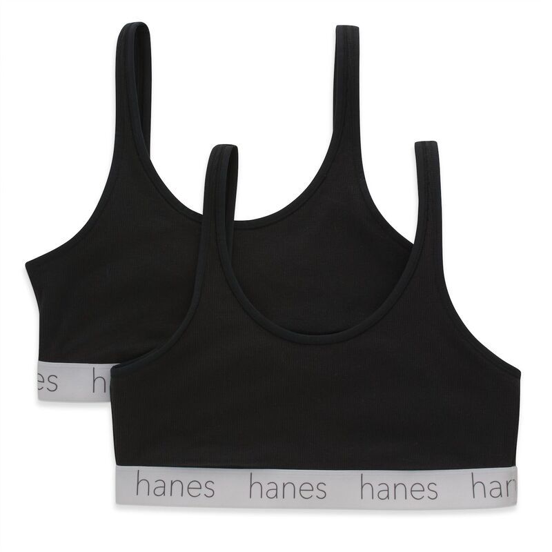 ヘインズ レディース アンダーウェア ブラジャー コットン Hanes Originals Ultimate 2Pack Stretch Cotton Scoop Bralette DHO102 Black ブラック