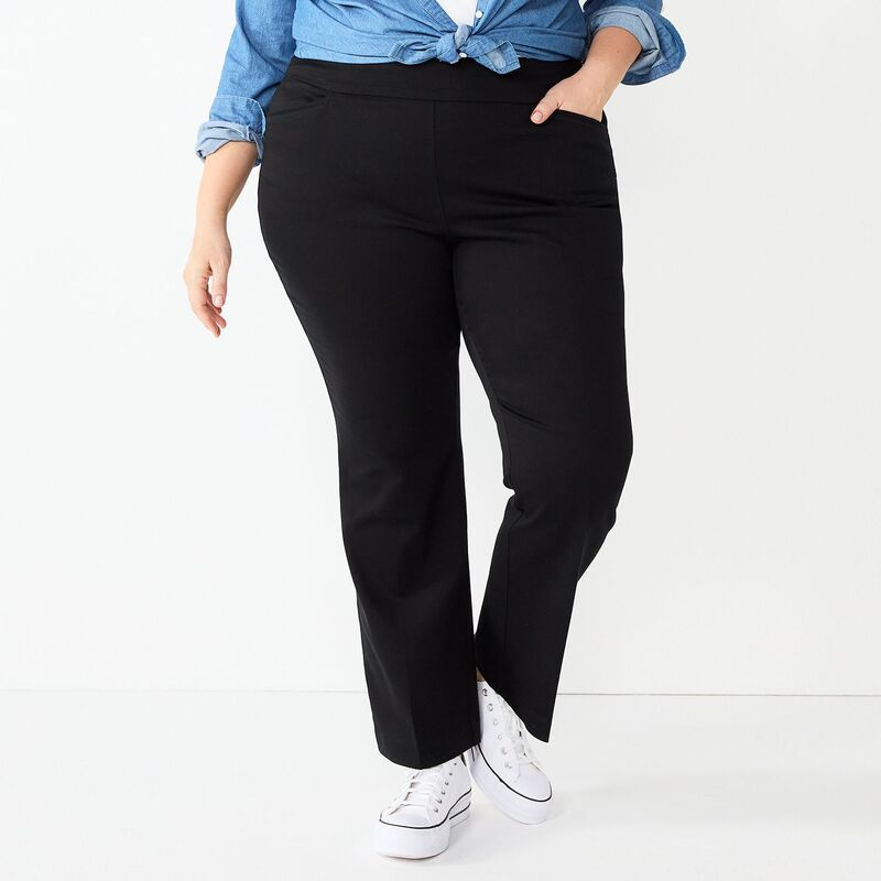 クロフト＆バロー レディース ボトムス カジュアルパンツ ブーツカット プラスサイズ ブーツ Plusize Croft Barrow Effortlesstretch PullOn Bootcut Pants Black ブラック 8,015円