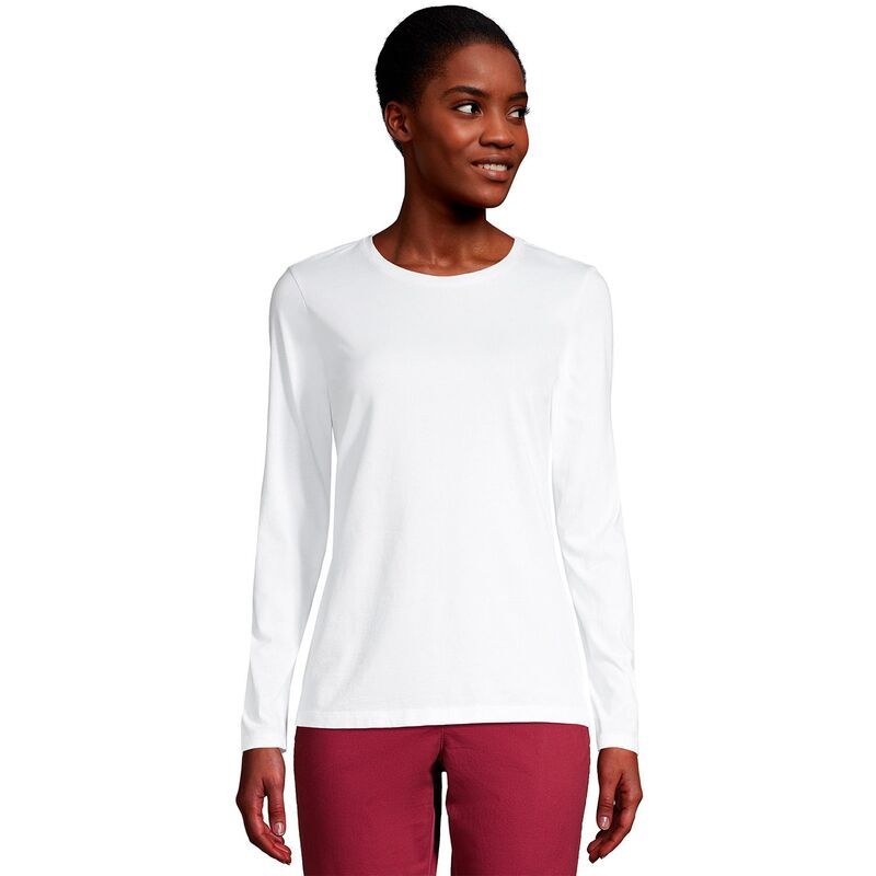 ランズエンド レディース トップス Tシャツ クルーネック コットン Womens Lands End RelaxedFit Supima Long Sleeve Cotton Crewneck Tee White ホワイト