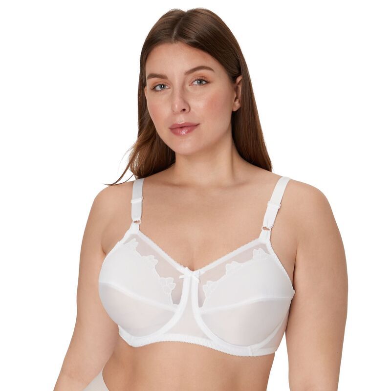 バリ レディース アンダーウェア ブラジャー Bali Flower FullFigure Underwire Bra DF0180 White ホワイト