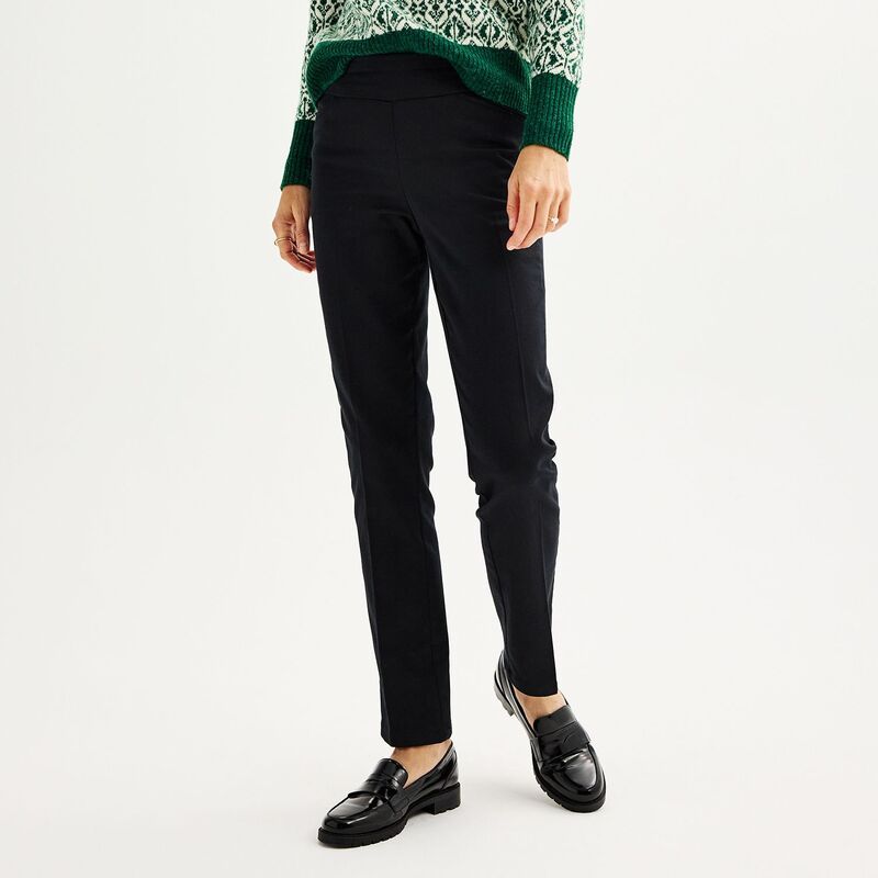 クロフト＆バロー レディース ボトムス カジュアルパンツ Womens Croft Barrow Effortlesstretch PullOn StraightLeg Pants Black ブラック