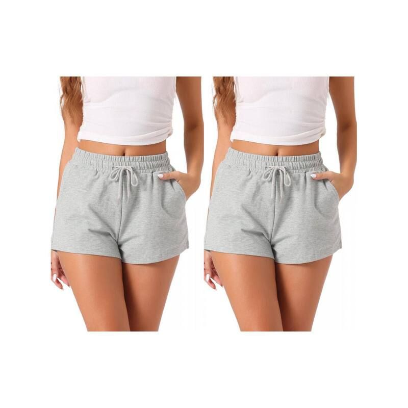 cheibear レディース アンダーウェア ナイトウェア ショートパンツ cheibear 2 Pack Womens Pajama Bottom Stretch Drawstring with Pocketsleepwear Lounge Shortsil