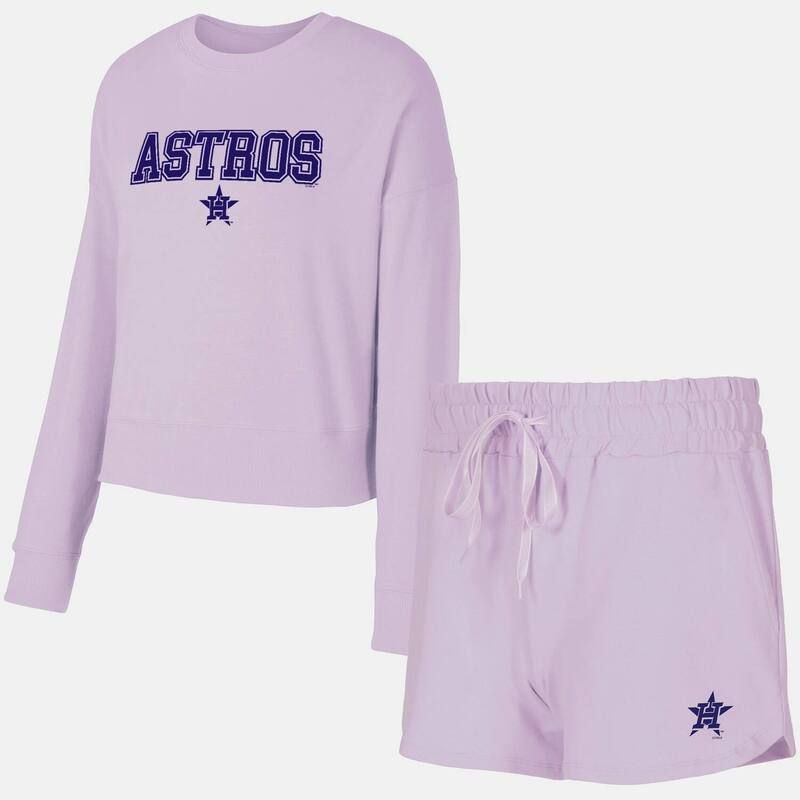 アンブランデッド レディース アンダーウェア ナイトウェア Tシャツ ショートパンツ Unbranded WomensConceptsport Lavender Houston Astros Elevation TriBlend Long Sleeve TSh