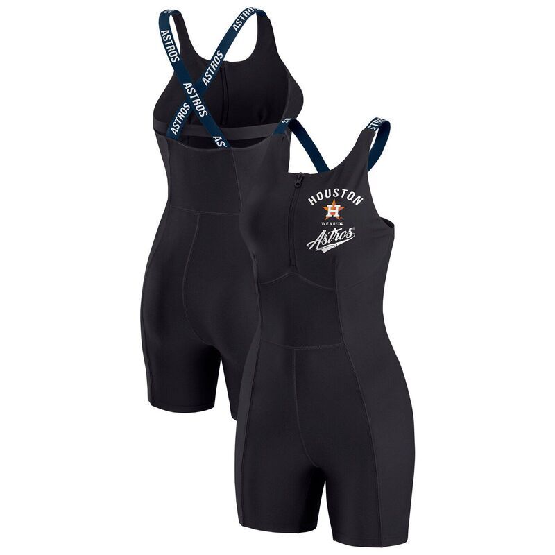 ウェア バイ エリン アンドルーズ レディース トップス ワンピース ロンパース WomensWEAR by Erin Andrews Black Houston Astros Bodycon QuarterZip Romper Ast Black ブラック