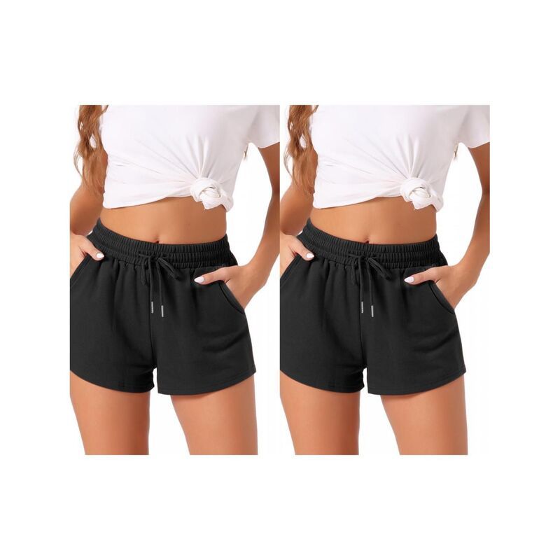 cheibear レディース アンダーウェア ナイトウェア ショートパンツ cheibear 2 Pack Womens Pajama Bottom Stretch Drawstring with Pocketsleepwear Lounge Shorts B
