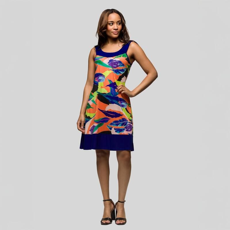24 セブンコンフォート レディース トップス ワンピース ひざ丈 ノースリーブ Womens 24Seven Comfort Apparel Scoop Neck Sleeveless Knee Length Dress Purple Multi パープル