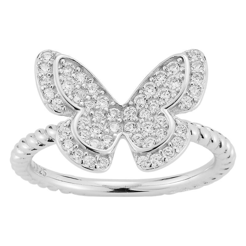 Sunkissed Sterling レディース アクセサリー リング Sunkissed Sterling Silver Cubic Zirconia Butterfly Ring Silver Tone シルバー