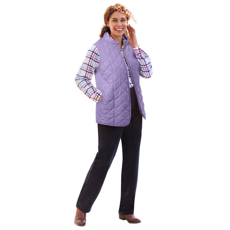 ウーマン ウィズイン レディース アウター ジャケット・ブルゾン プラスサイズ キルティング ベスト Woman Within Womens Plusize ZipFront Quilted Vest Soft Iris