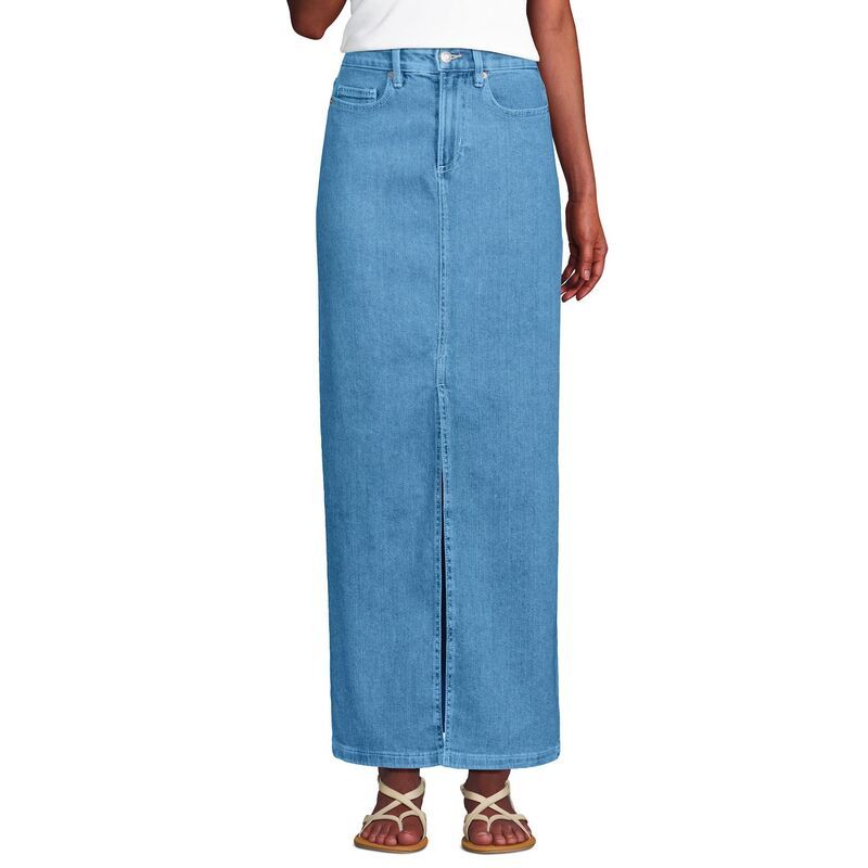 ランズエンド レディース ボトムスカート デニム マキシ Womens Lands End Soft Denimaxi Skirt Hutton Blue Wash ブルー