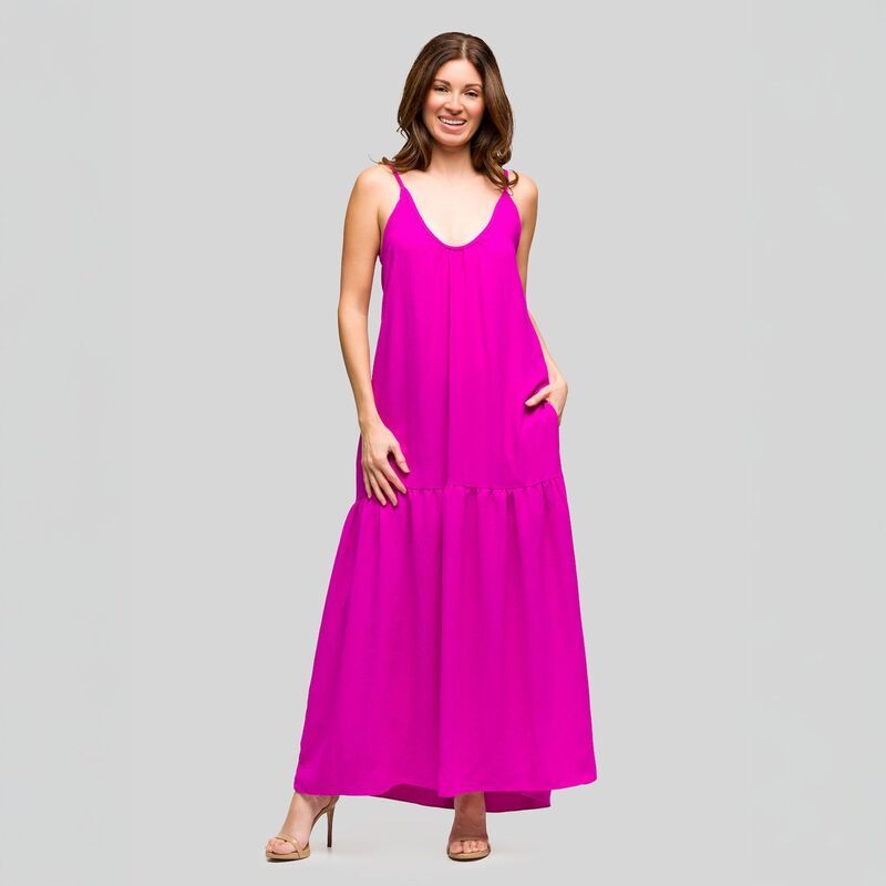 24 セブンコンフォート レディース トップス ワンピース マキシ Womens 24Seven Comfort Apparelightweight Spaghetti Strapocket Maxi Dress Magenta マゼンタ