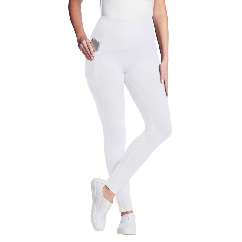 ウーマン ウィズイン レディース ボトムス カジュアルパンツ プラスサイズ プチ Woman Within Womens Plusize Petite Pocket Legging White ホワイト