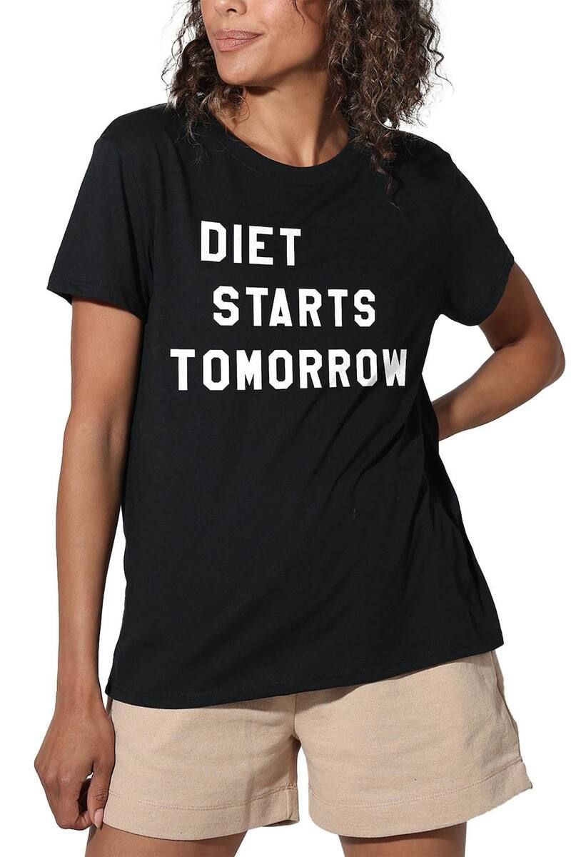 アンブランデッド レディース トップス Tシャツ グラフィック Unbranded Womensuburban Riot Diet Starts Tomorrow Loose Graphic Tee Black ブラック