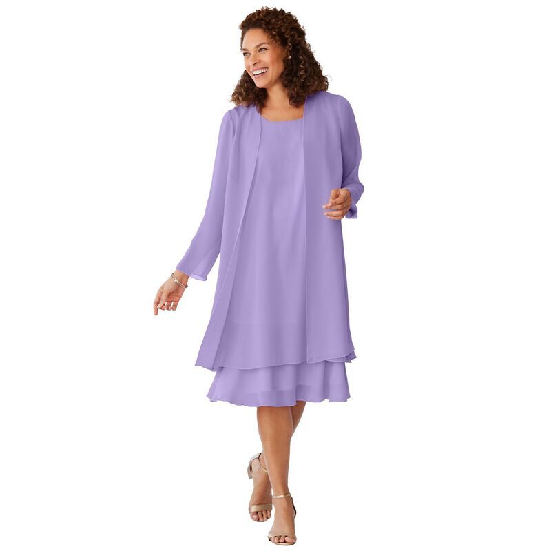 ウーマン ウィズイン レディース トップス ワンピース プラスサイズ ジャケット Woman Within Womens Plusize 2Piece Jacket Dress Lilac ライラック
