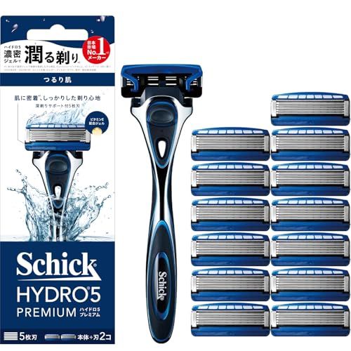 Schick(シック)ハイドロ5プレミアム つるり肌へ ホルダー+替刃セット(本体刃付き+替刃13個) 男性用 髭剃り カミソリ お買得セットt 1c393345